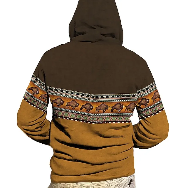 Men's Animal Color Block Hoodie Hoodies Sweatshirt Full Zip Hoodie Long Sleeve Hooded Sweatshirt Hooded 