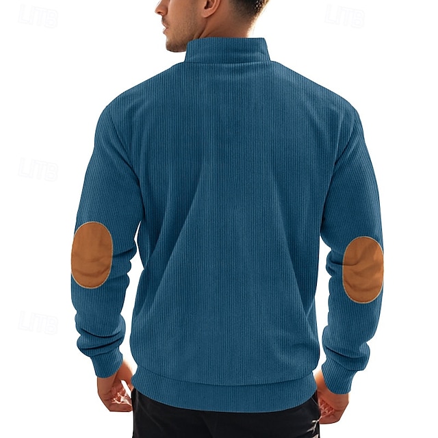 Men's Sweatshirt Quarter Zip Sweatshirt Apricot Black White Army Green Navy Blue Half Zip Color Block Sports & Outdoor Daily Holiday Polyester Streetwear Basic Casual Spring &  Fall Clothing Apparel
