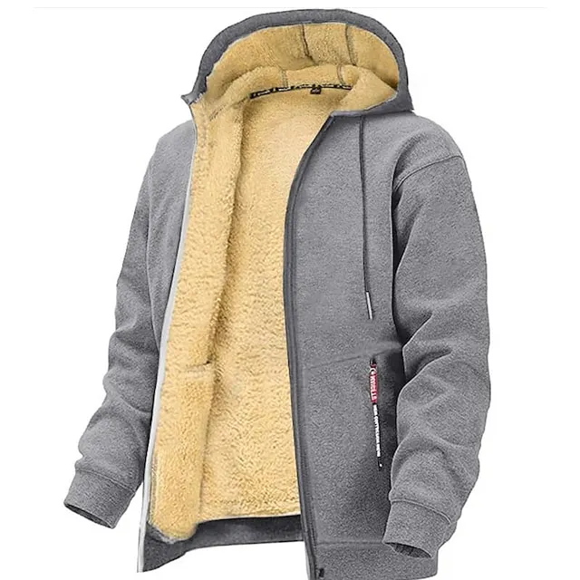 Men's Hoodie Full Zip Hoodie Fleece Jacket  Hooded Plain Sports & Outdoor Daily Holiday Vintage Streetwear Casual Fall 
