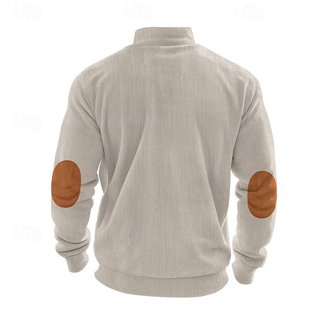 Men's Sweatshirt Quarter Zip Sweatshirt Apricot Black White Army Green Navy Blue Half Zip Color Block Sports & Outdoor Daily Holiday Polyester Streetwear Basic Casual Spring &  Fall Clothing Apparel