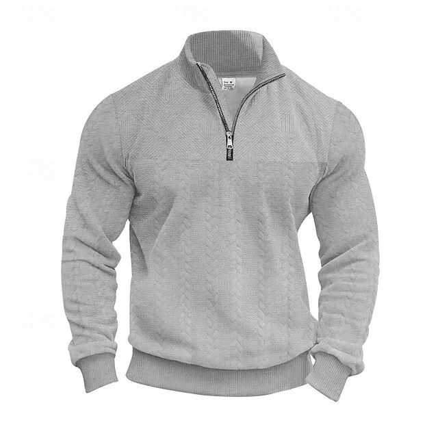 Men's Sweatshirt Quarter Zip Sweatshirt Black White Navy Blue Khaki Gray Half Zip Plain Pocket Sports & Outdoor Daily Holiday Streetwear Cool Casual Fall Winter Clothing Apparel Hoodies Sweatshirts