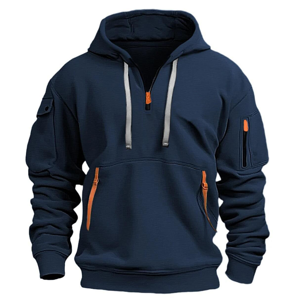 Men's Zipper And Multi Pocket Sport Casual Sweatshirt