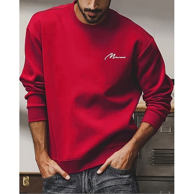 Men's Sweatshirt  Neck Plain Sports & Outdoor Daily Holiday Polyester Streetwear Basic Casual Fall & Winter Clothing Apparel Hoodies Sweatshirts Long Sleeve