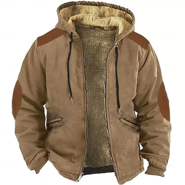 Men's Zip Up Hoodie Full Zip Hoodie Fuzzy Sherpa Fleece Jacket Fleece Hoodie 