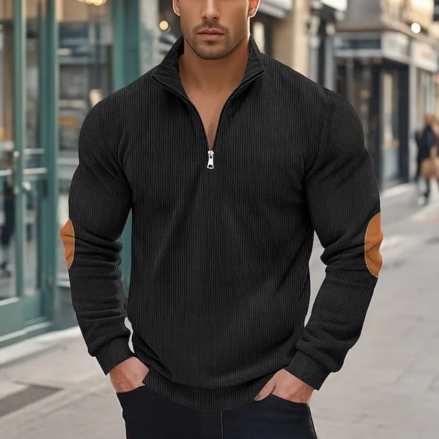 Men's Sweatshirt Quarter Zip Sweatshirt Apricot Black White Army Green Navy Blue Half Zip Color Block Sports & Outdoor Daily Holiday Polyester Streetwear Basic Casual Spring &  Fall Clothing Apparel