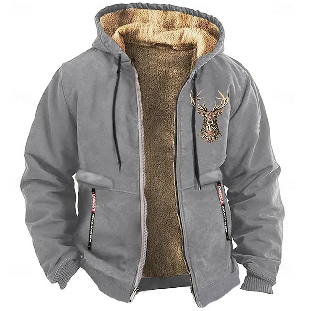 Men's Cowboy Deer Sweatshirt Long Sleeve Sweatshirts  Hooded Vintage Western Style Vacation Streetwear Fall