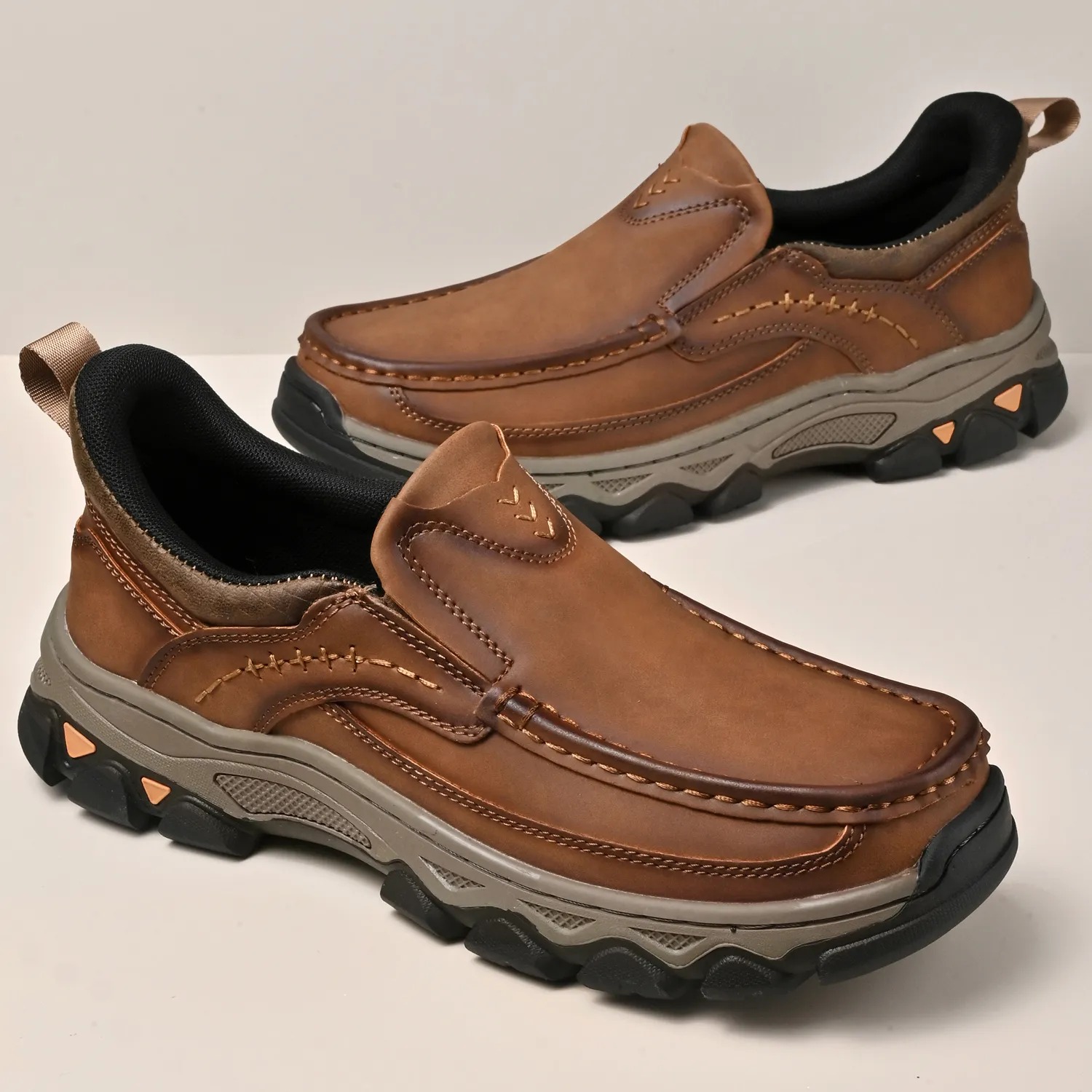 2026 New Men's Orthopedic Comfortable Hands-Free Genuine Leather Slip On Loafers