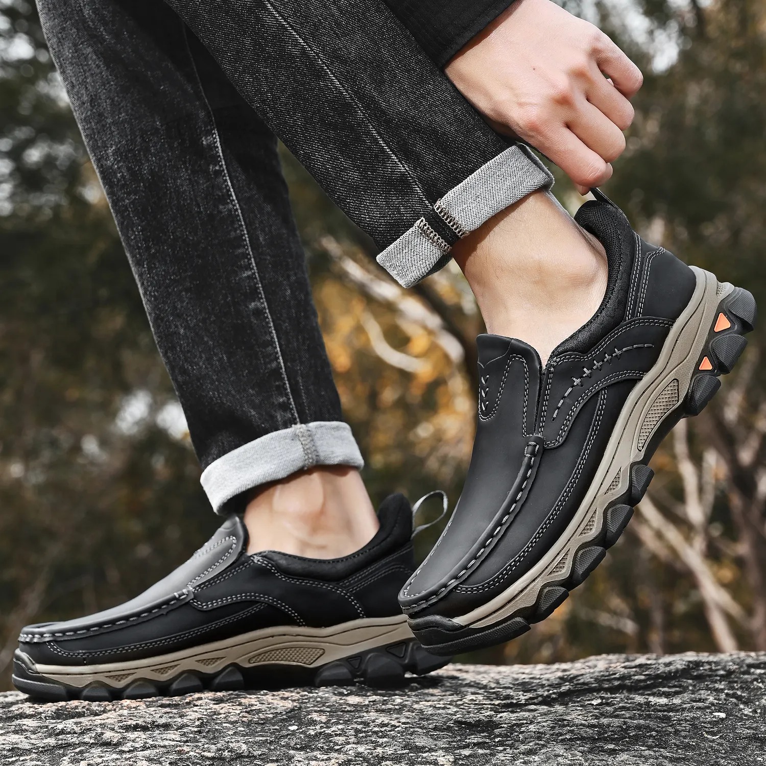 2026 New Men's Orthopedic Comfortable Hands-Free Genuine Leather Slip On Loafers