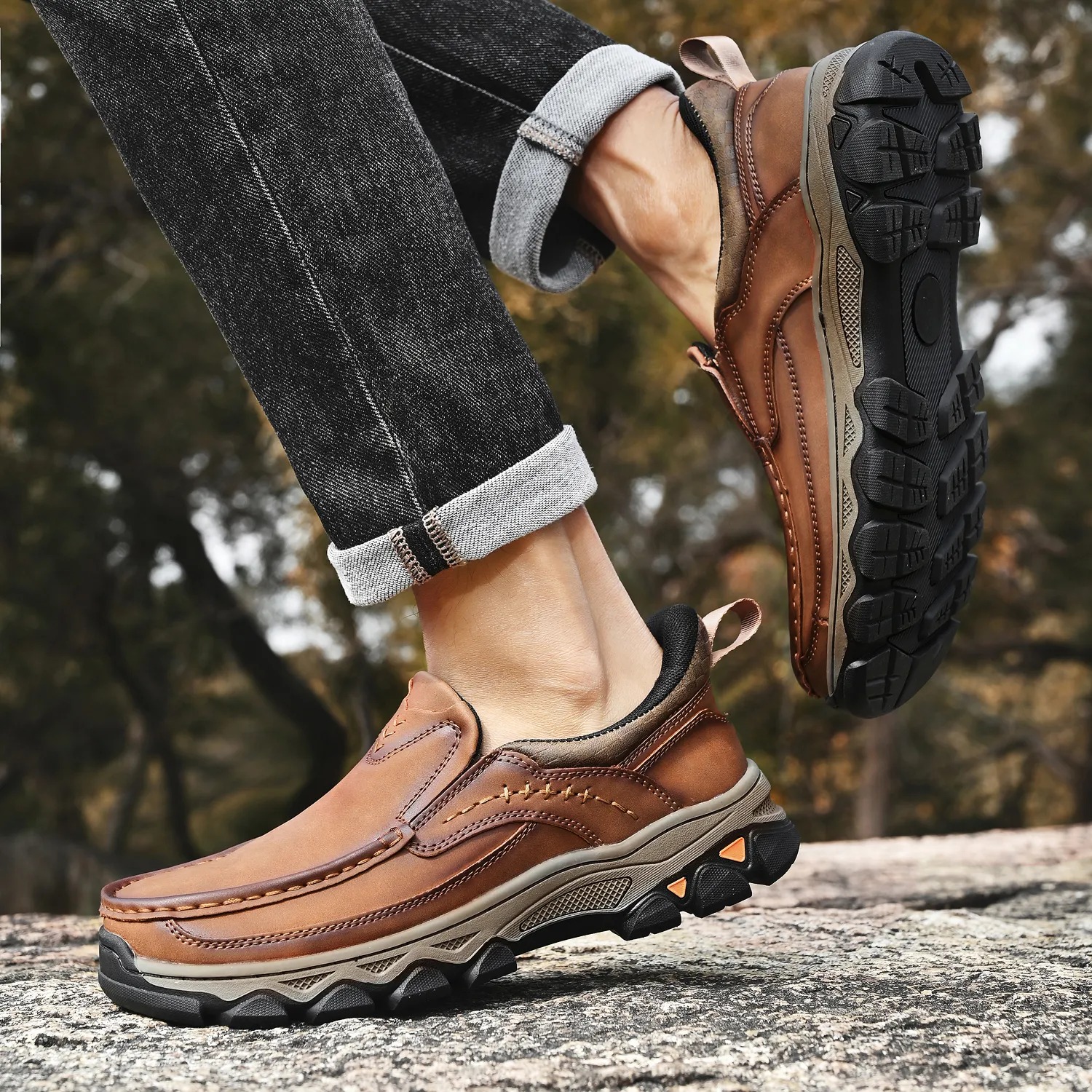 2026 New Men's Orthopedic Comfortable Hands-Free Genuine Leather Slip On Loafers