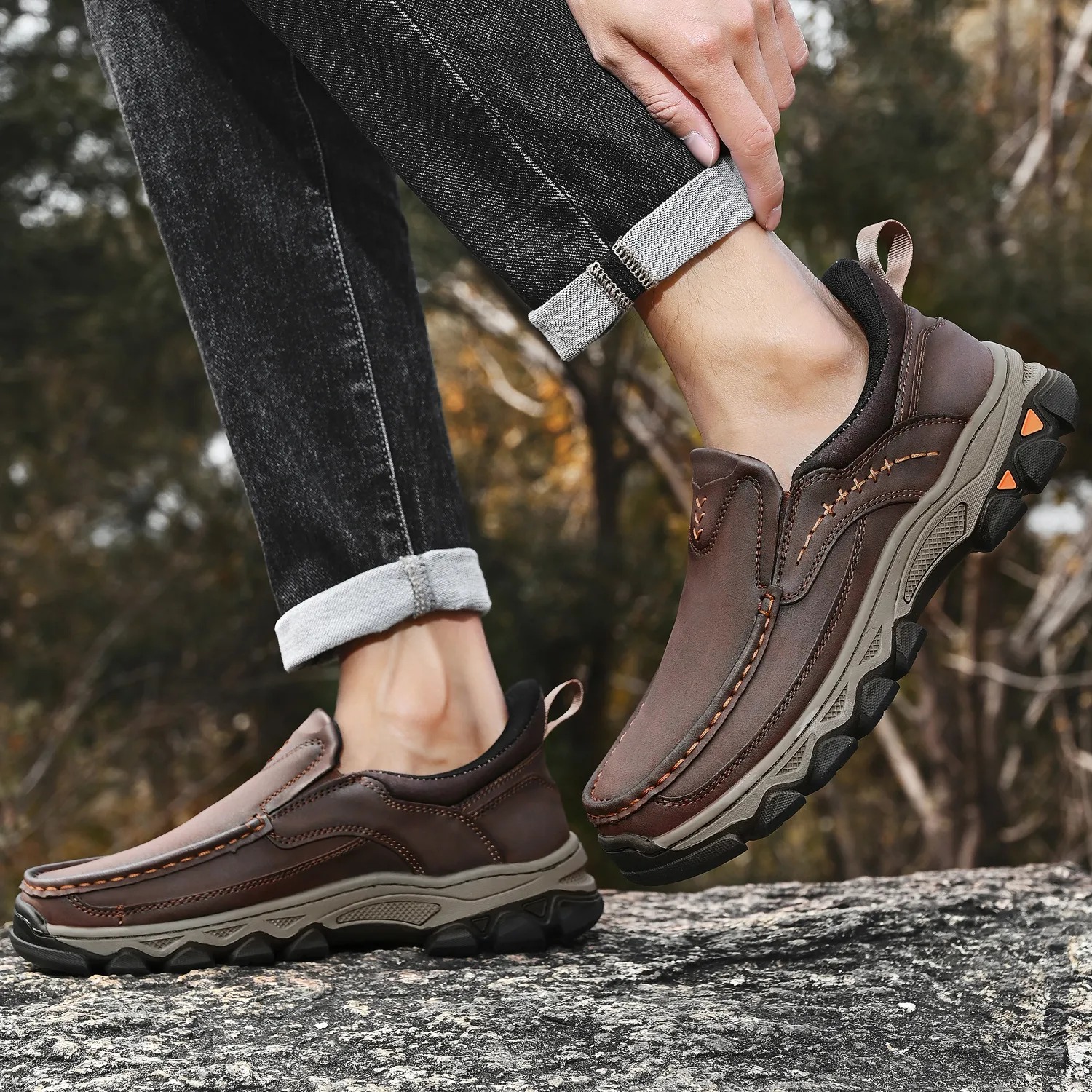 2026 New Men's Orthopedic Comfortable Hands-Free Genuine Leather Slip On Loafers