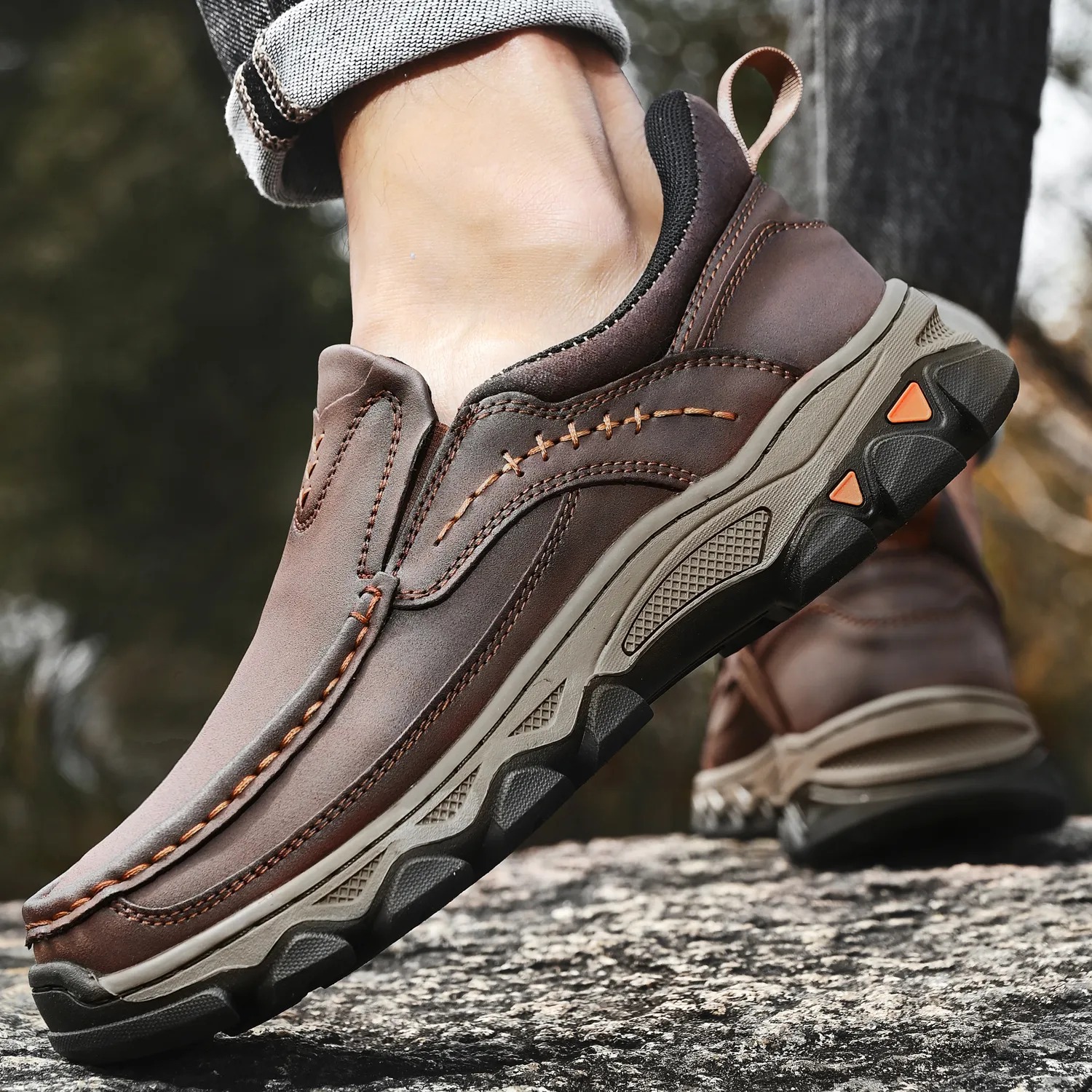 2026 New Men's Orthopedic Comfortable Hands-Free Genuine Leather Slip On Loafers