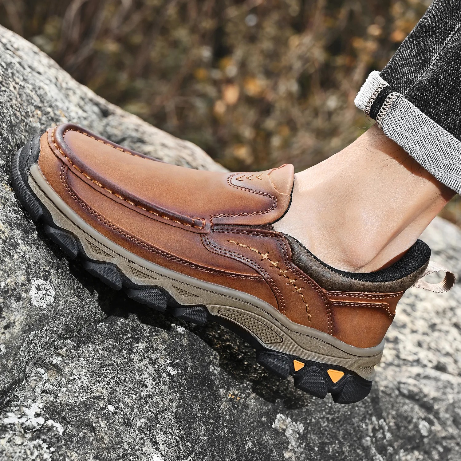 2026 New Men's Orthopedic Comfortable Hands-Free Genuine Leather Slip On Loafers