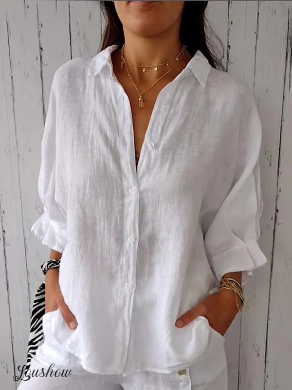 Cotton and Linen Tie Back Design Shirt