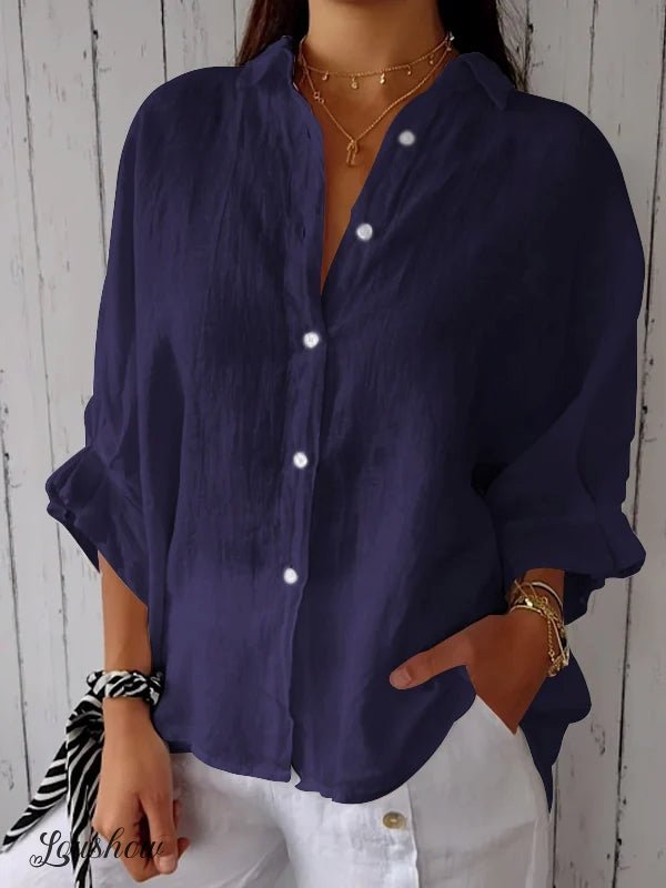 Cotton and Linen Tie Back Design Shirt