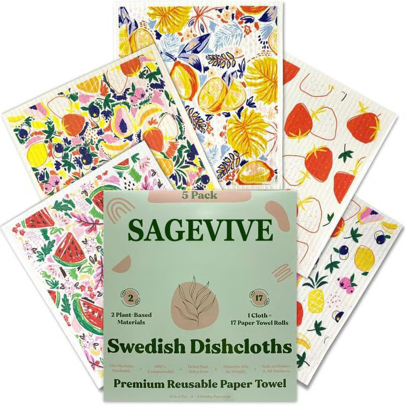 Swedish Dishcloths for Kitchen & Cleaning | 5 Pack