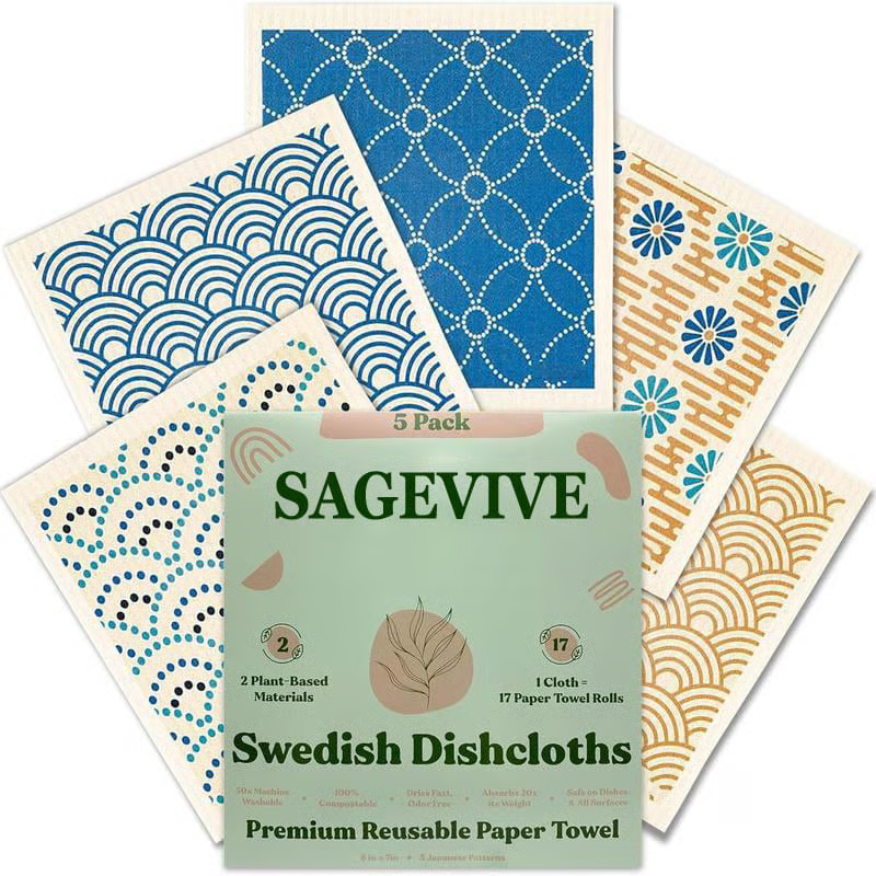 Swedish Dishcloths for Kitchen & Cleaning | 5 Pack