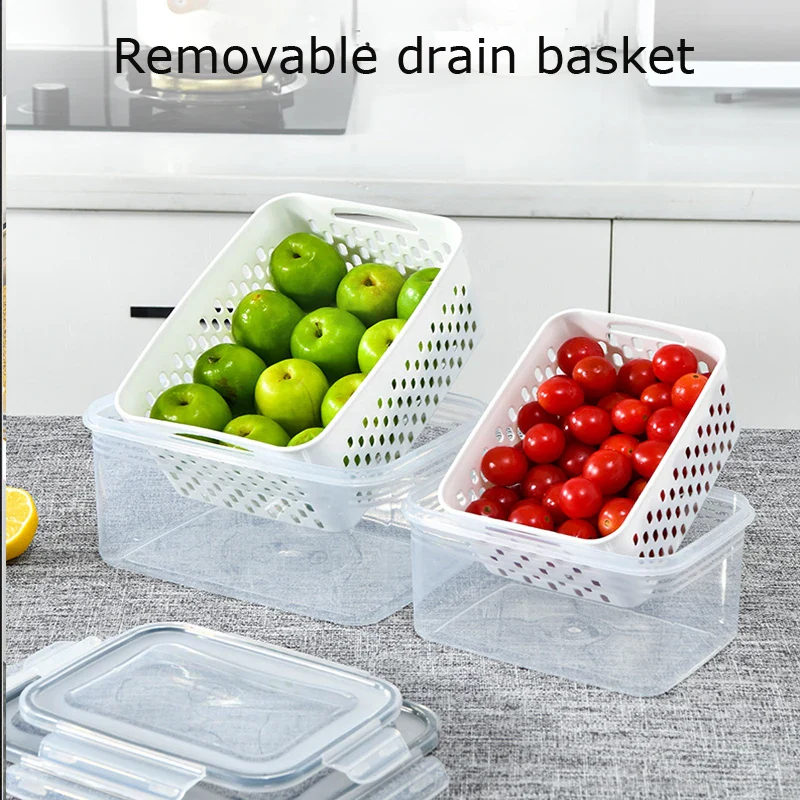 Fruit Cleaning Basket Fridge Food Storage