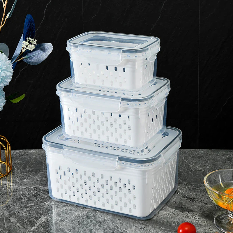 Fruit Cleaning Basket Fridge Food Storage