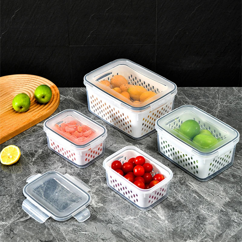 Fruit Cleaning Basket Fridge Food Storage