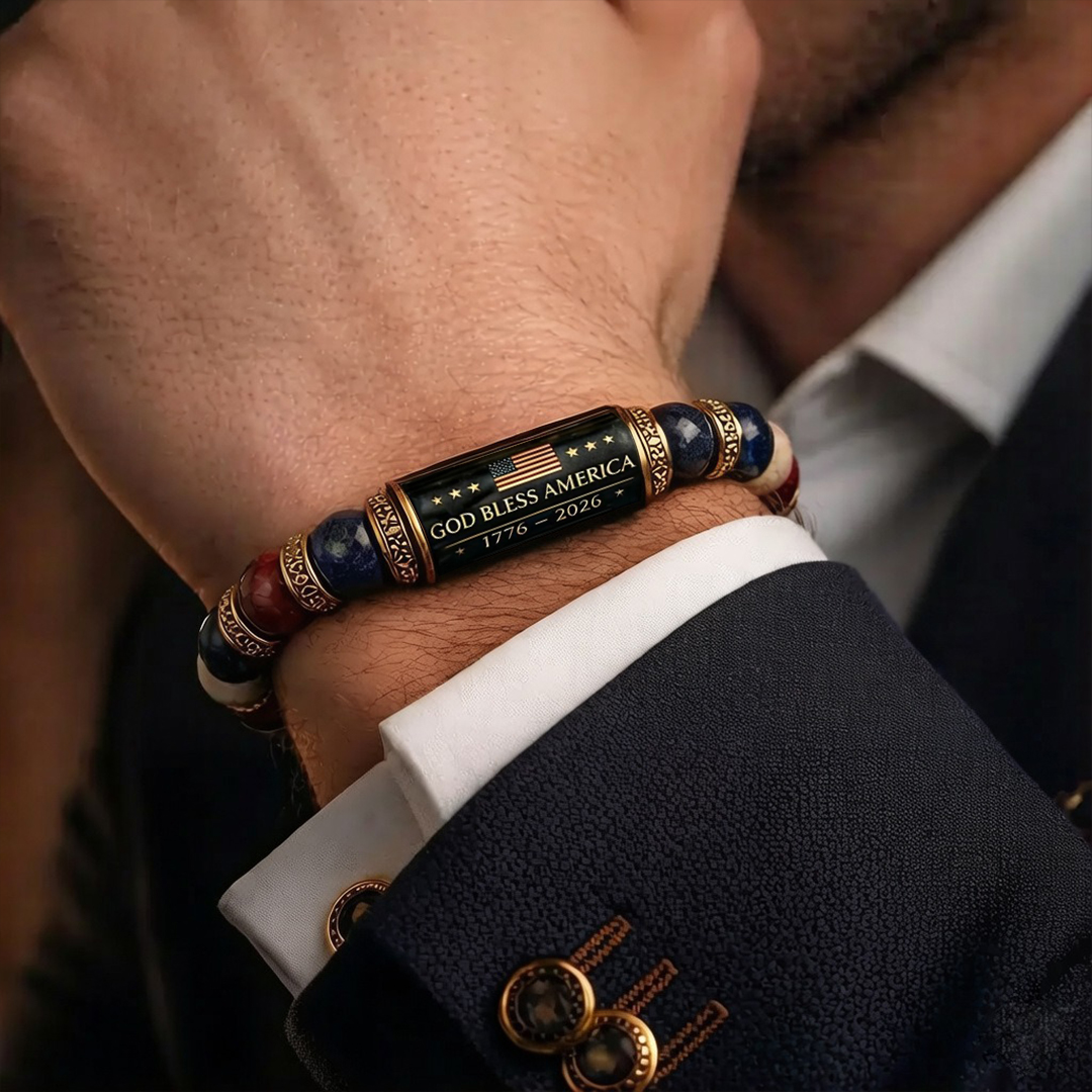 God Bless America 250th Anniversary Commemorative Beaded Bracelet