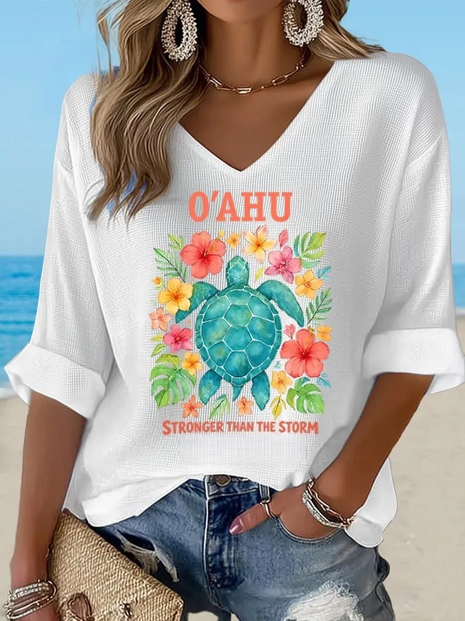 Women's Hawaii Stronger  Waffle Top