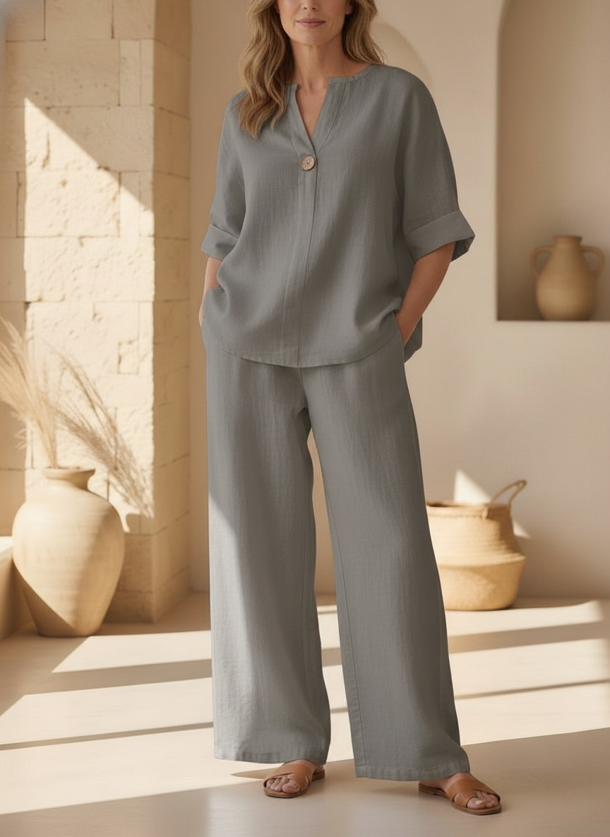 ⏰ LAST DAY SAVE 50% 💥Women's Warm Cotton Linen Wide-Leg Home Wear Set