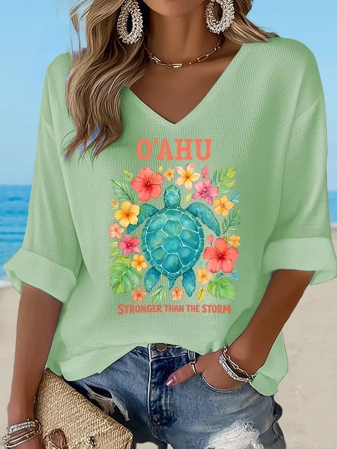 Women's Hawaii Stronger  Waffle Top
