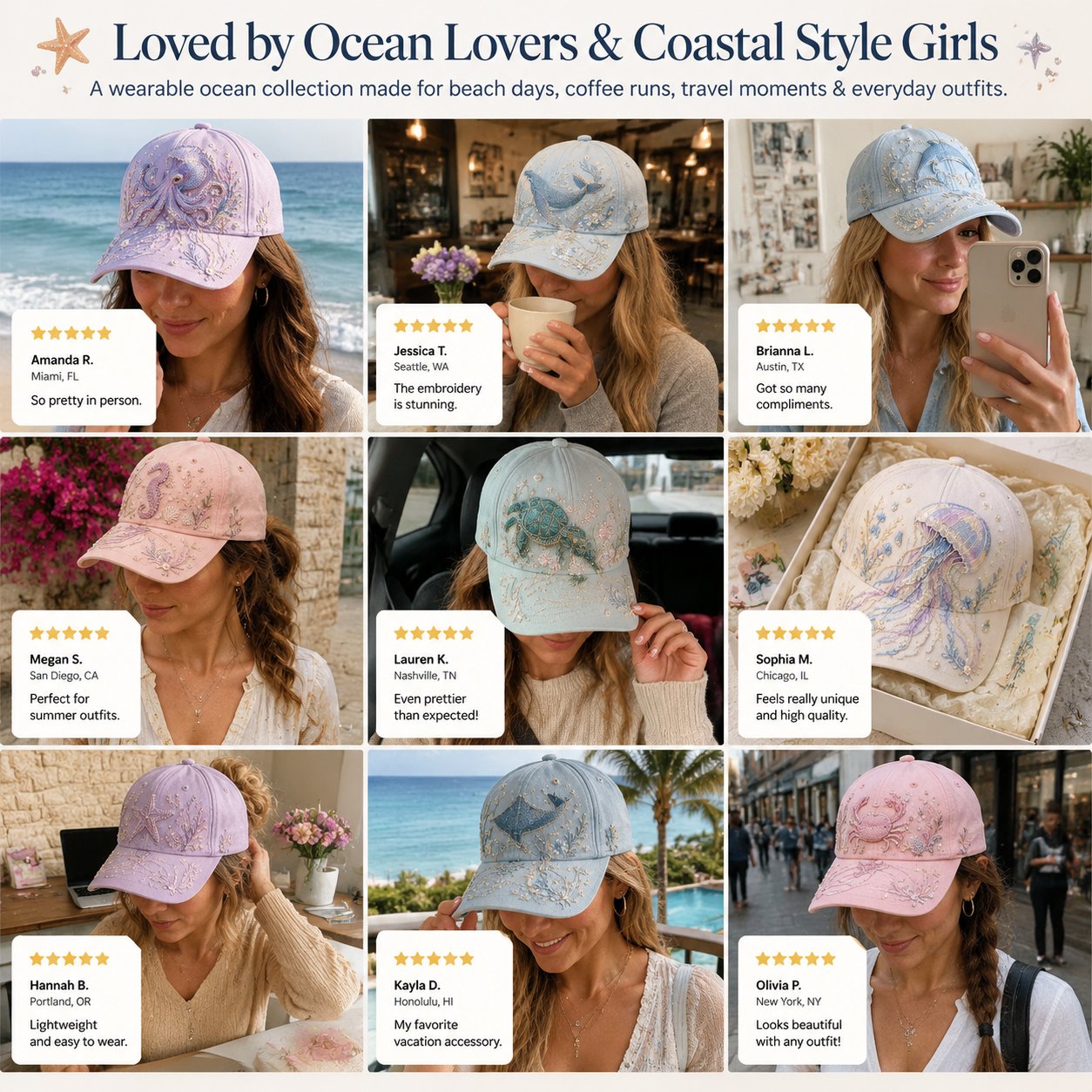 🔥49% Off Last Day - BUY 4 GET 1 FREE🌊 3D Ocean Creatures Embroidery Cap