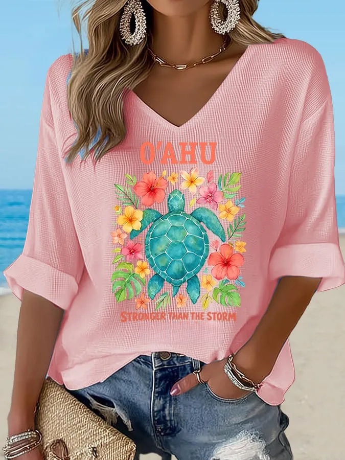 Women's Hawaii Stronger  Waffle Top
