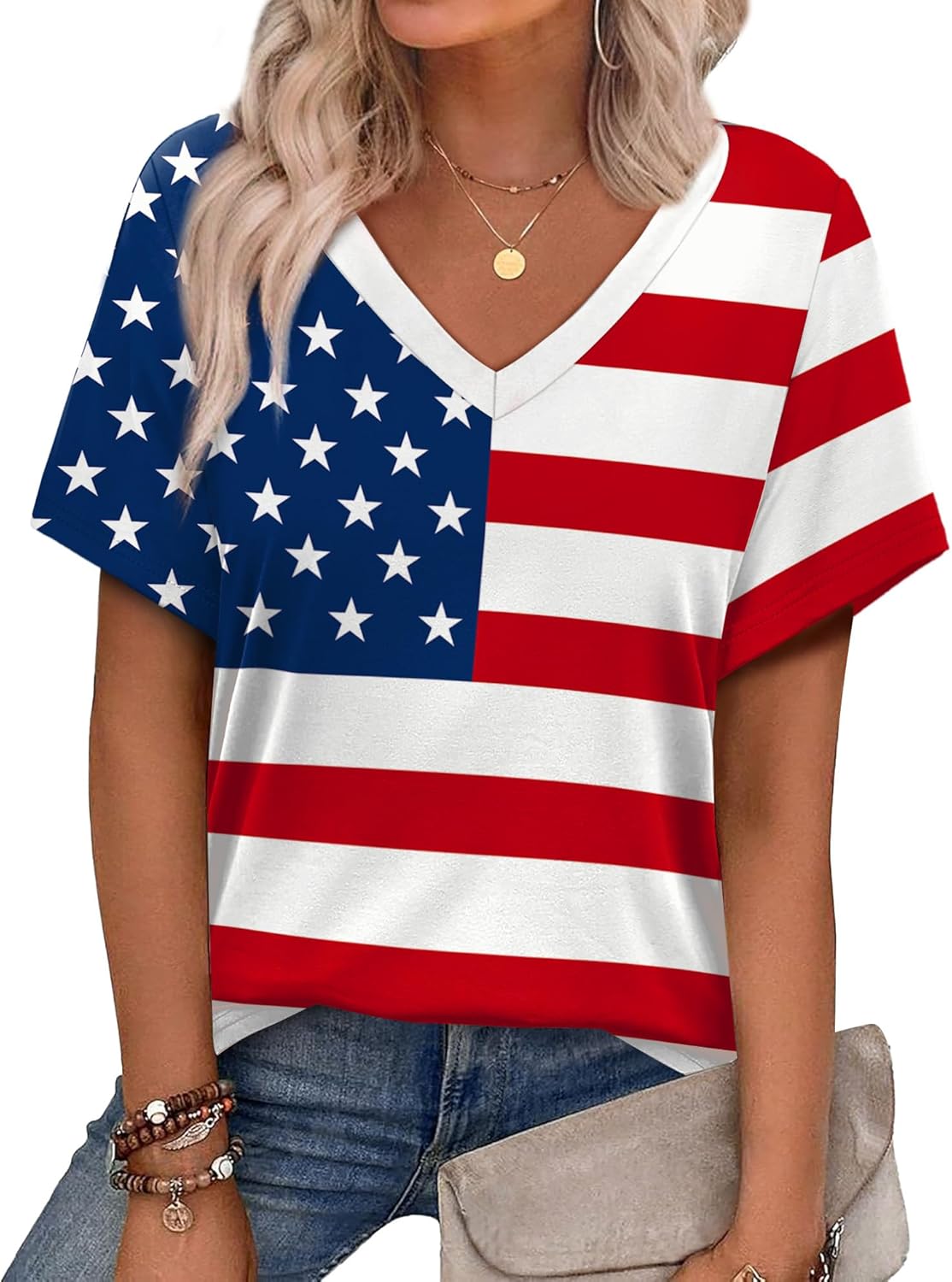 Alaroo Womens Summer Tops 2026 V Neck Short Sleeve Shirts Trendy Dressy Casual Vacation Outfits Printed