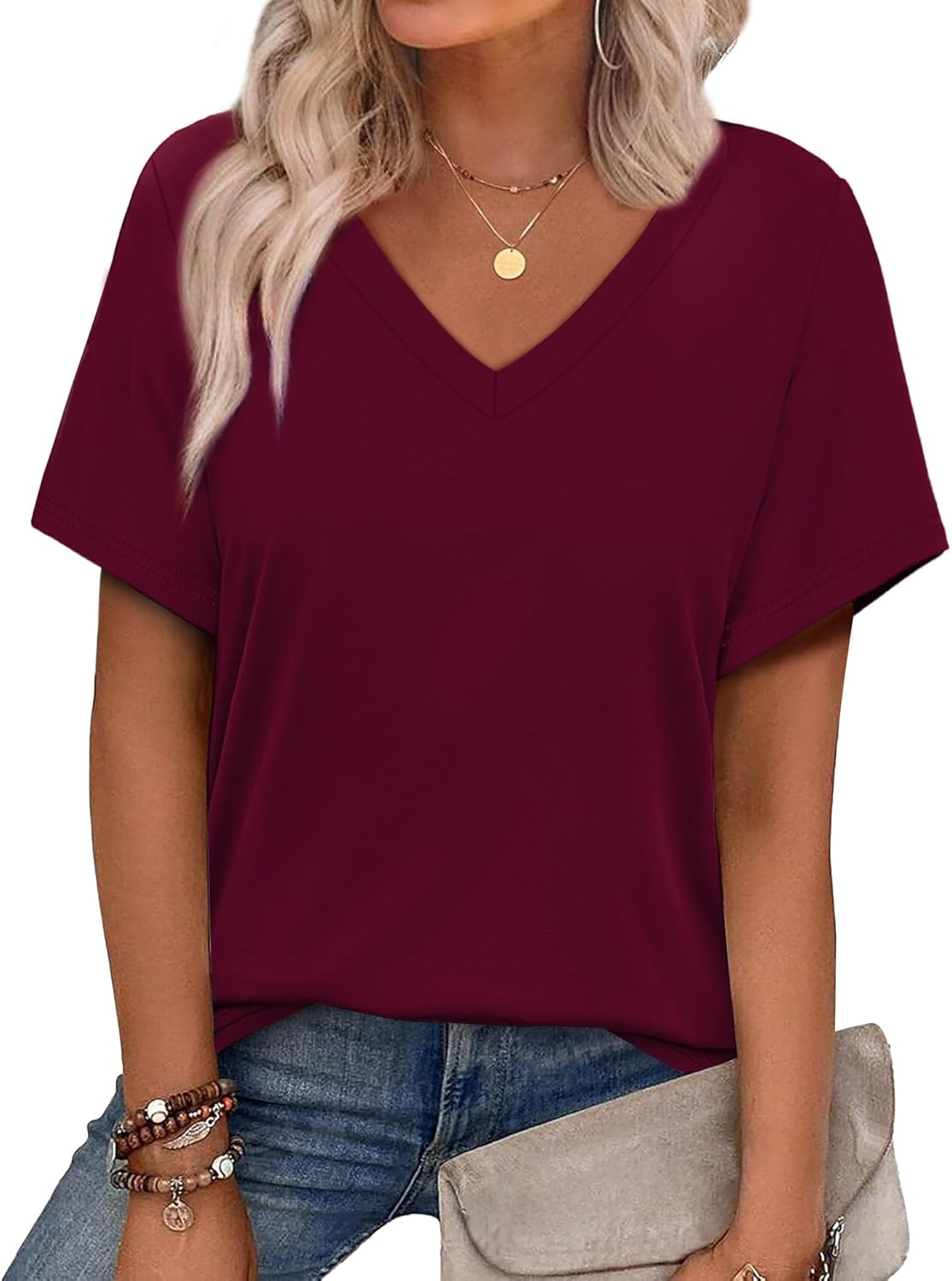 Alaroo Womens Summer Tops 2026 V Neck Short Sleeve Shirts Trendy Dressy Casual Vacation Outfits Printed
