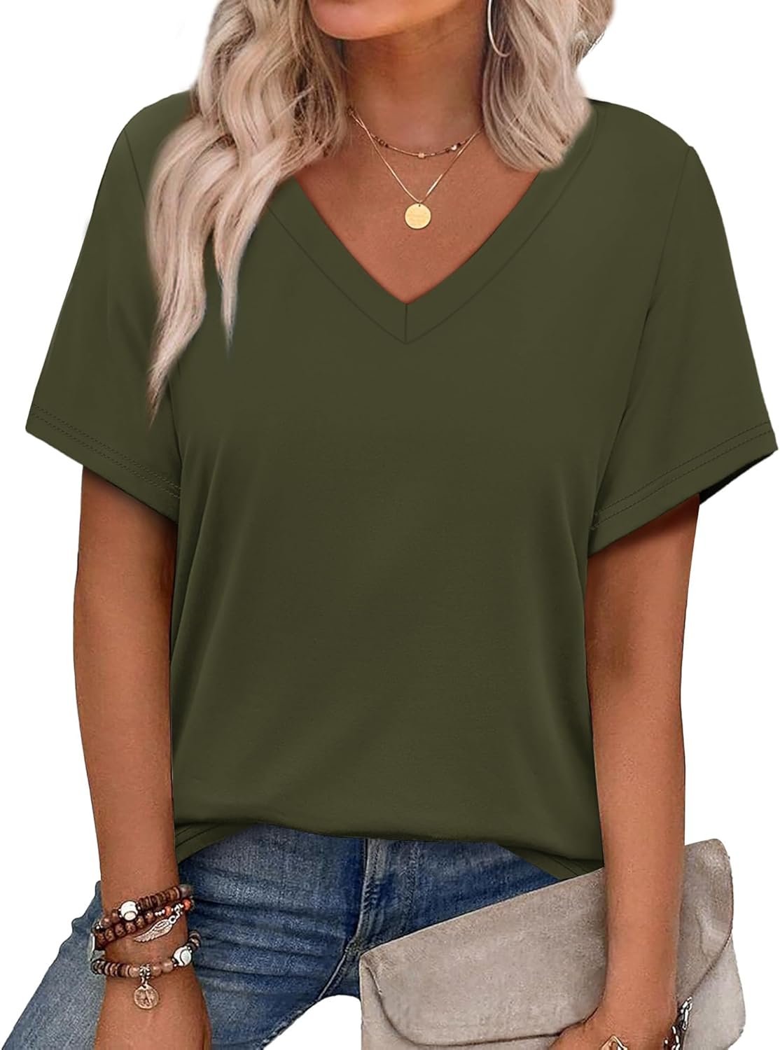 Alaroo Womens Summer Tops 2026 V Neck Short Sleeve Shirts Trendy Dressy Casual Vacation Outfits Printed
