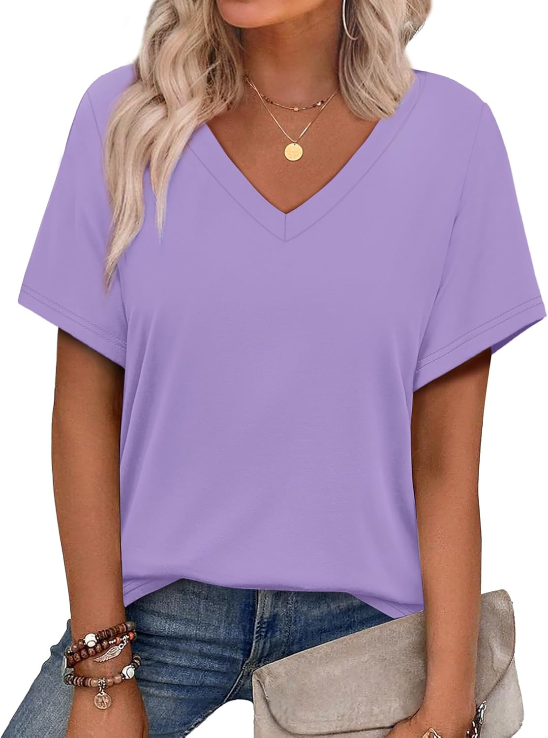 Alaroo Womens Summer Tops 2026 V Neck Short Sleeve Shirts Trendy Dressy Casual Vacation Outfits Printed