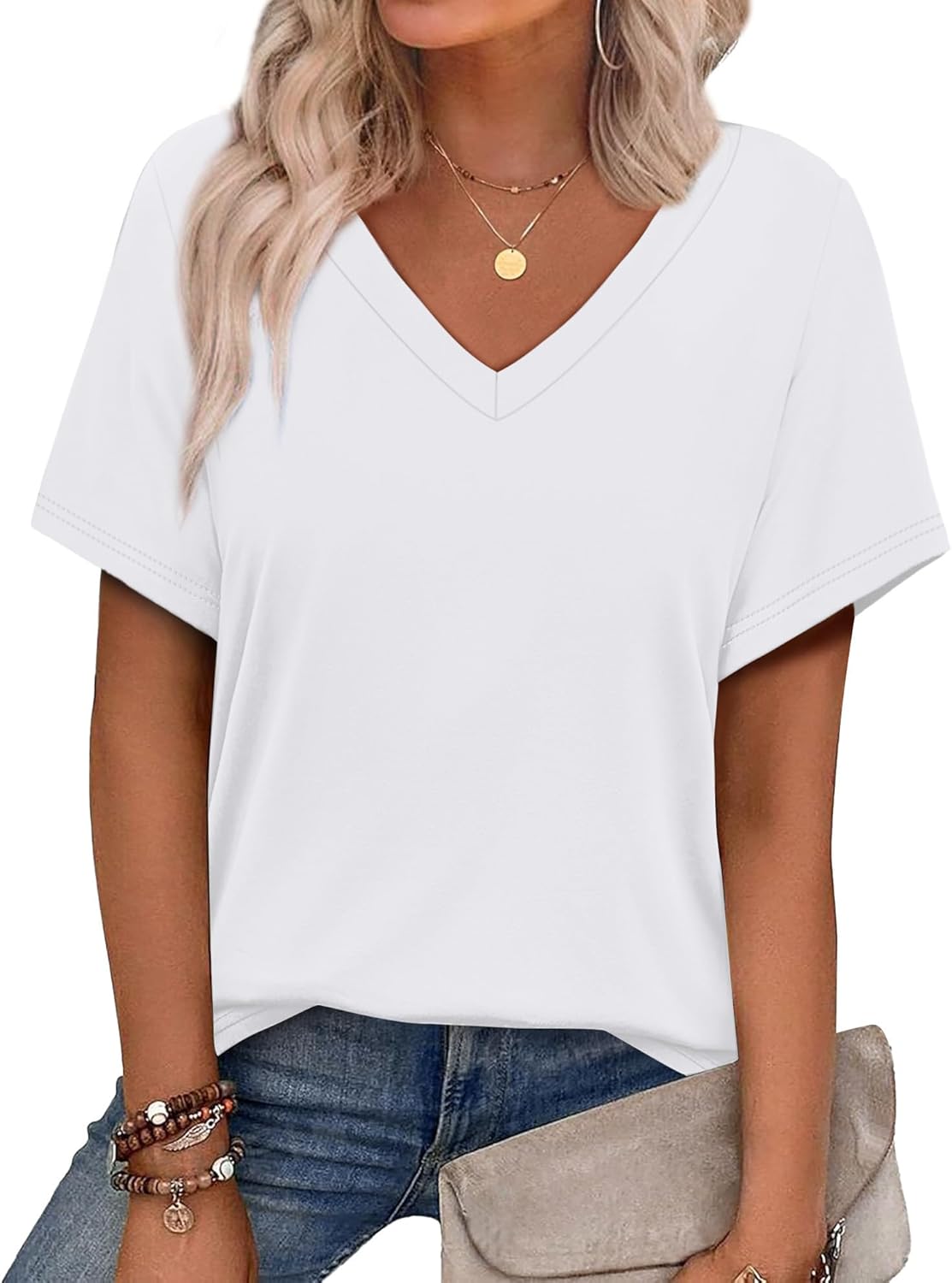 Alaroo Womens Summer Tops 2026 V Neck Short Sleeve Shirts Trendy Dressy Casual Vacation Outfits Printed