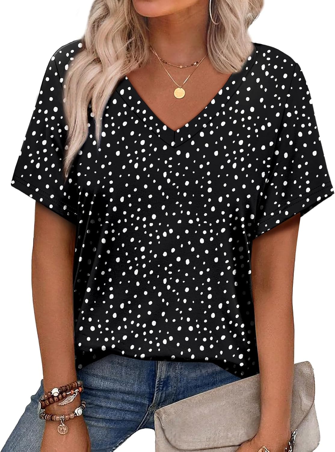 Alaroo Womens Summer Tops 2026 V Neck Short Sleeve Shirts Trendy Dressy Casual Vacation Outfits Printed