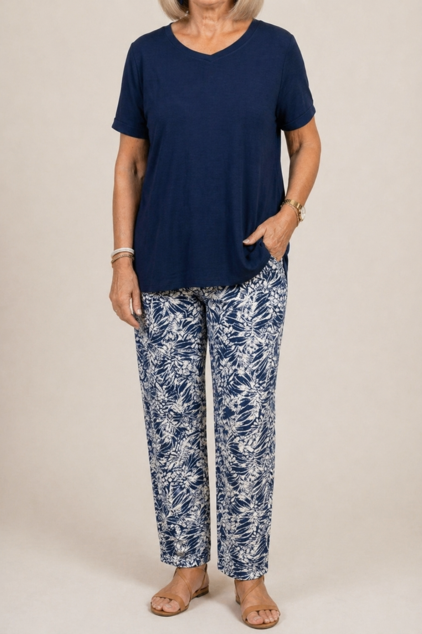 Women's Relaxed Top and Printed Pants Set