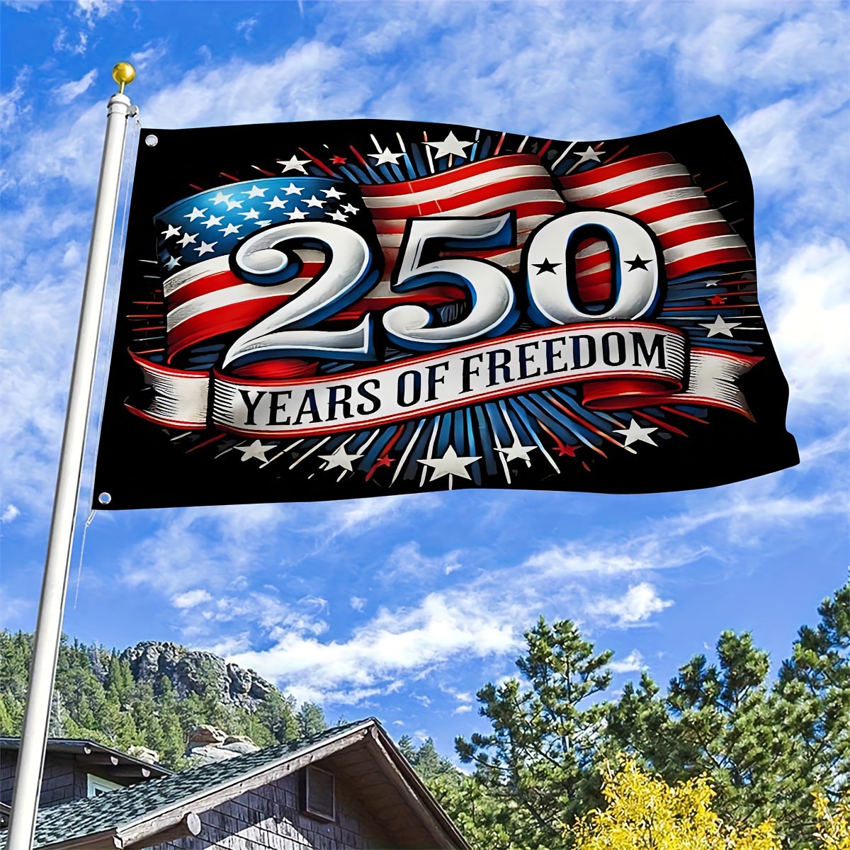 America 250th Anniversary 1776 2026 Semiquincentennial We The People Patriotic Grommet Flag