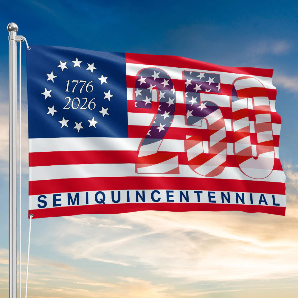 America 250th Anniversary 1776 2026 Semiquincentennial We The People Patriotic Grommet Flag