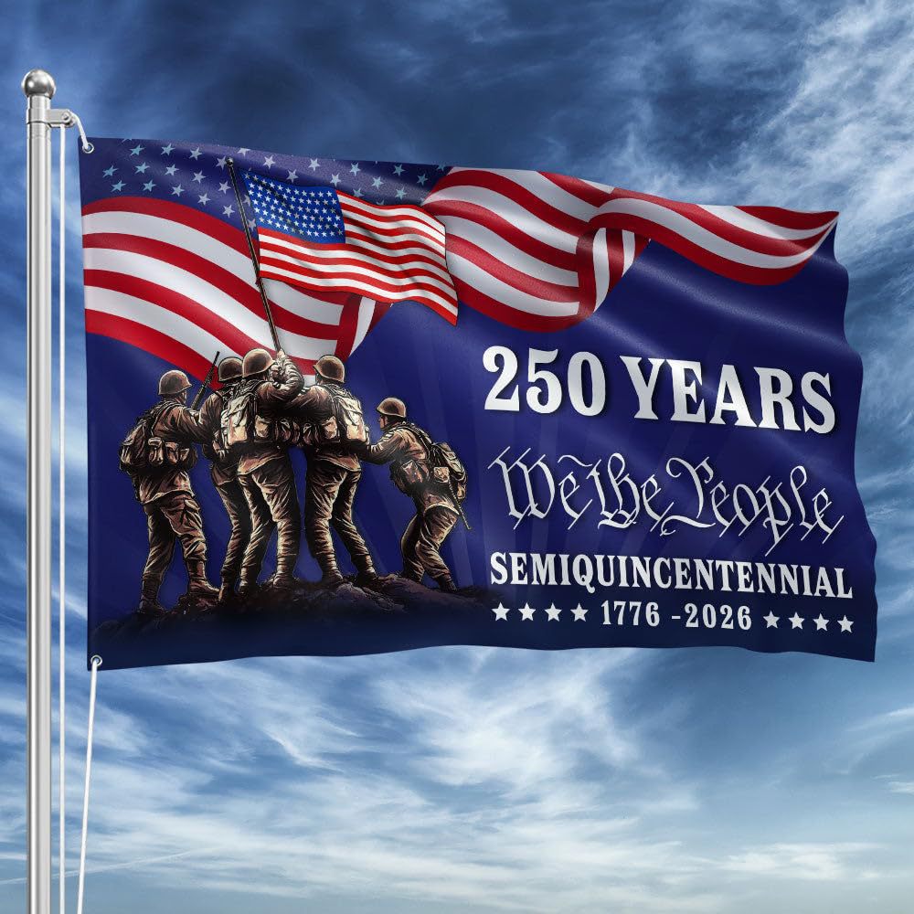 America 250th Anniversary 1776 2026 Semiquincentennial We The People Patriotic Grommet Flag