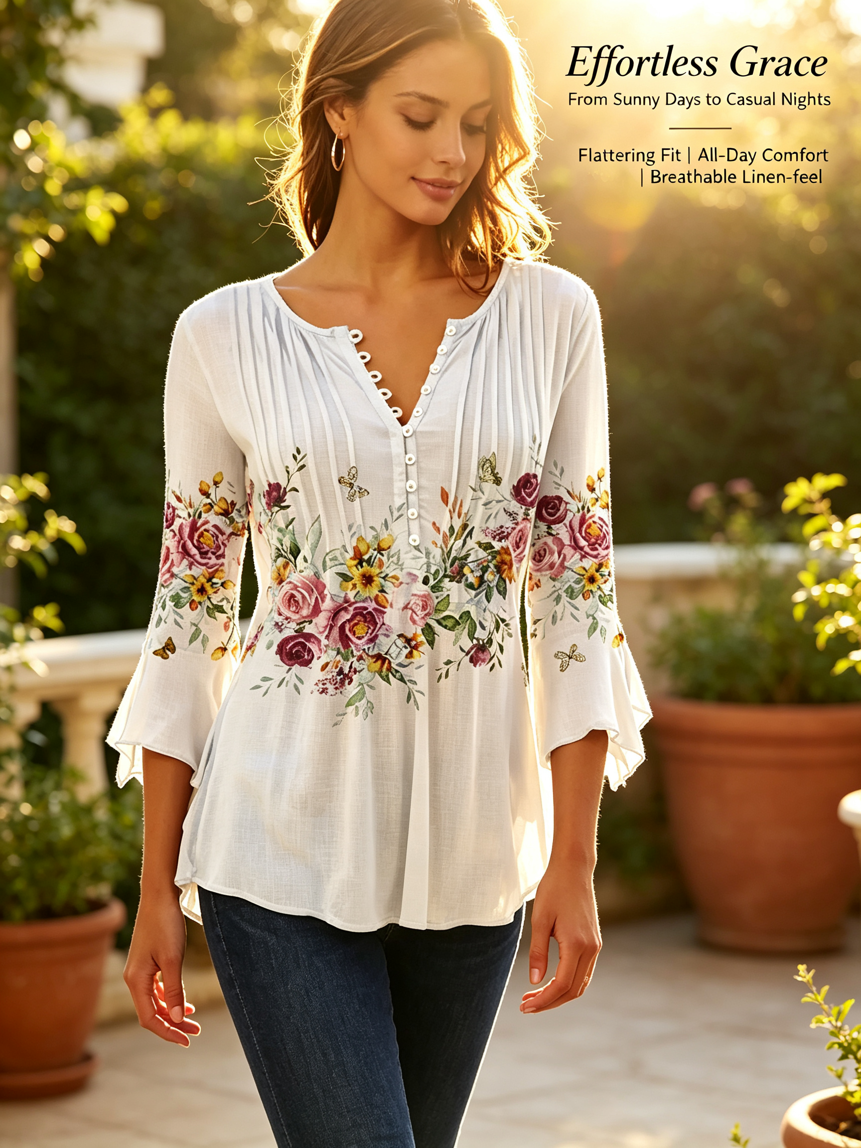 floral blouse detail