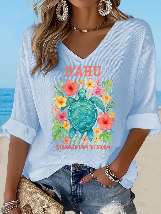 Women's Hawaii Stronger  Waffle Top
