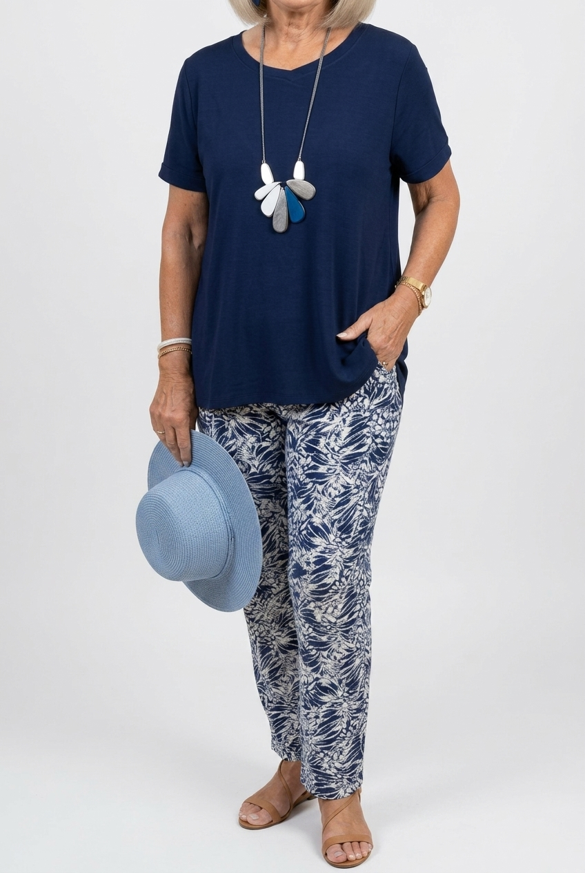 Women's Relaxed Top and Printed Pants Set