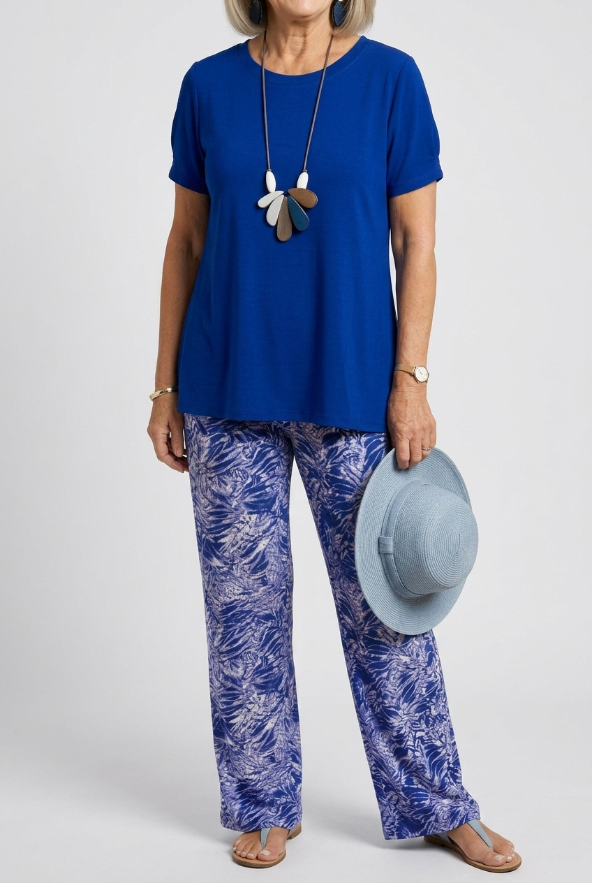 Women's Relaxed Top and Printed Pants Set