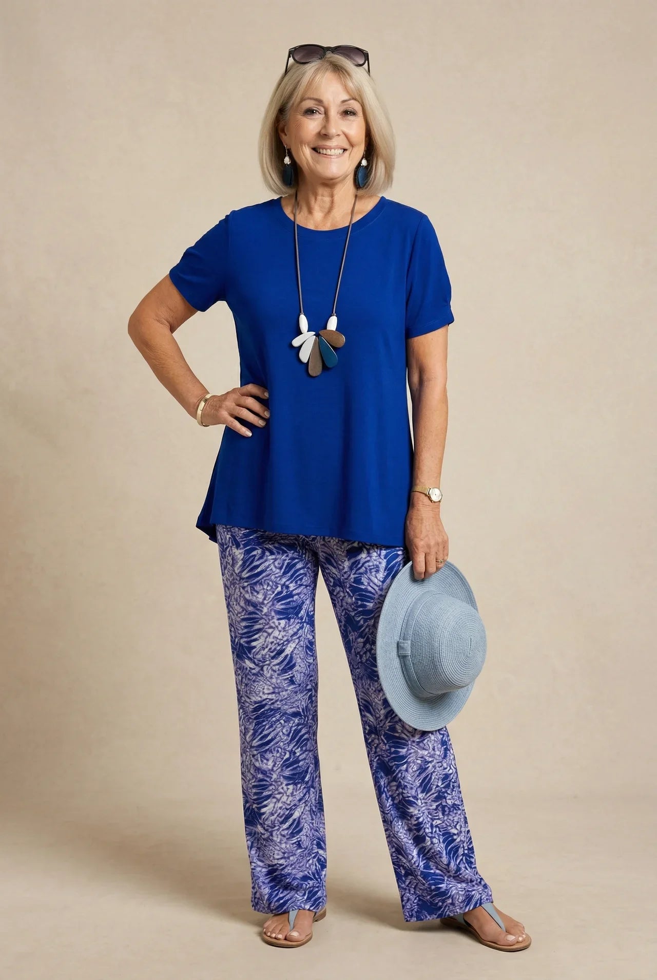 Women's Relaxed Top and Printed Pants Set
