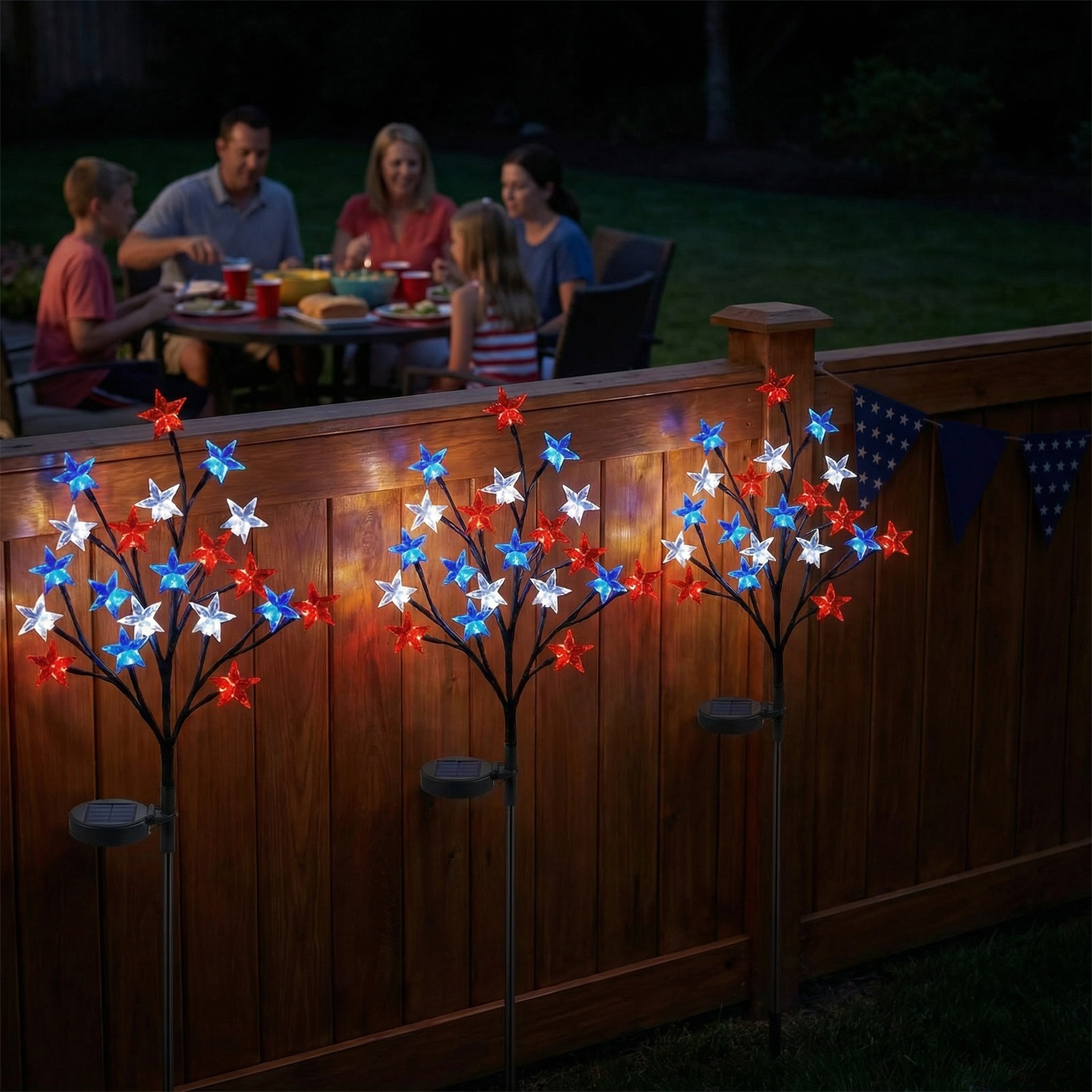 Solar Patriotic Star Lights for Outdoor Decor