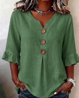 New Arrivals🔥Women'S Casual Solid Color Ruffle Sleeve Top