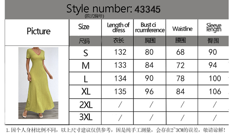 Women’s Plus Size Solid Sexy Deep V-Neck Short Sleeve Long Dress – Summer New Arrival Bestseller