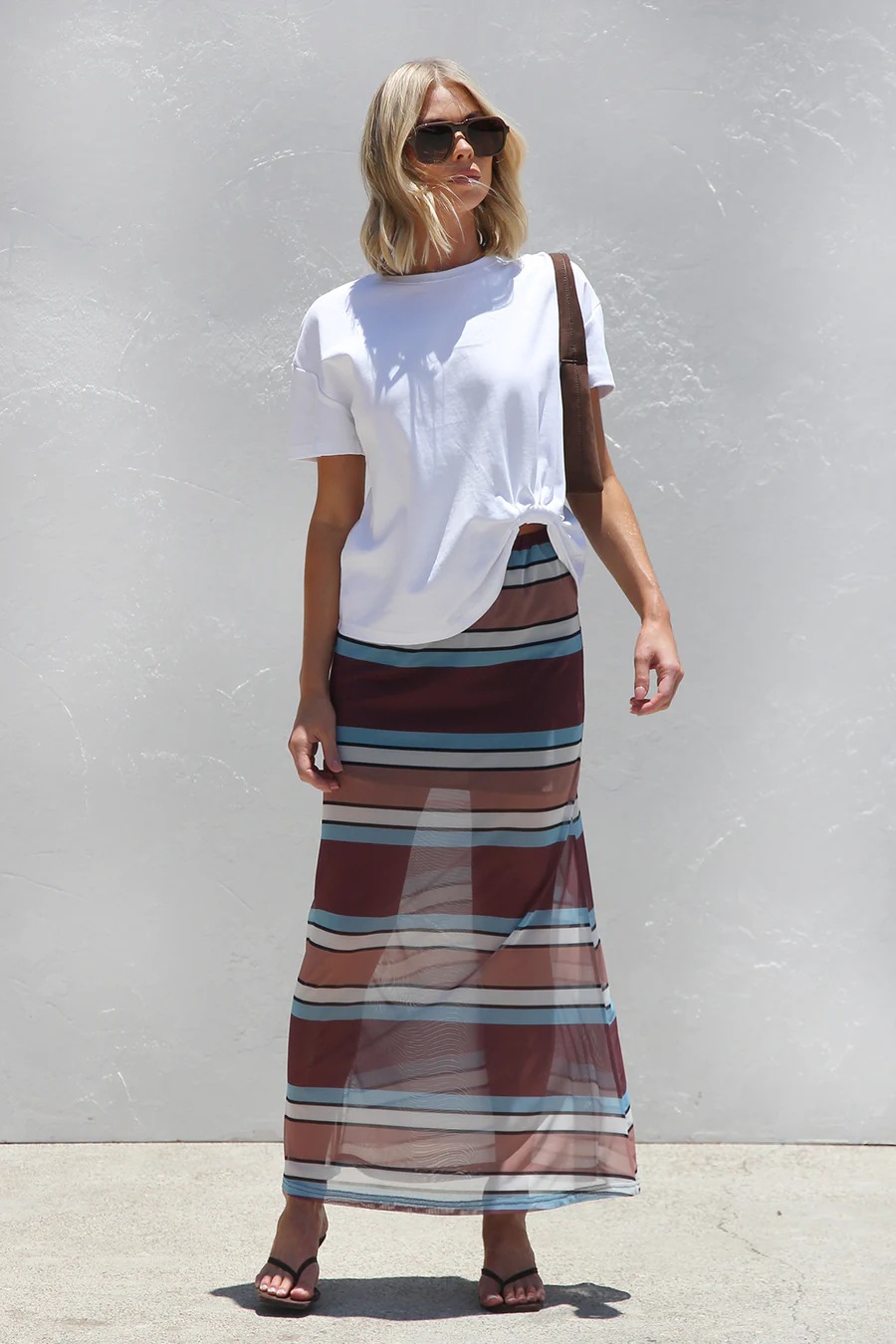 Women’s New Arrival Mesh Polka Dot Stripe Print Casual Resort Skirt