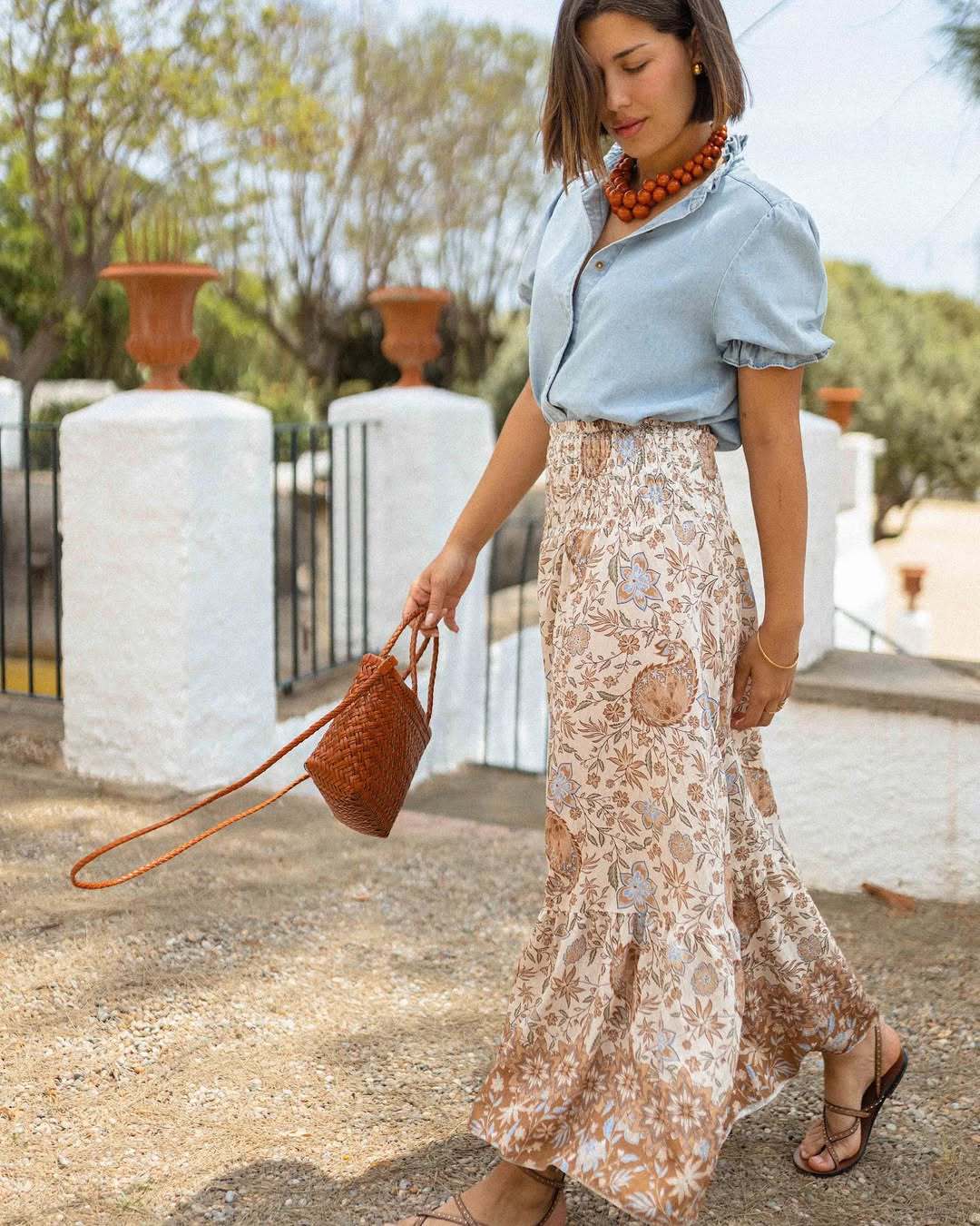 Women’s Summer New Arrival Bohemian Print Resort Flared Skirt