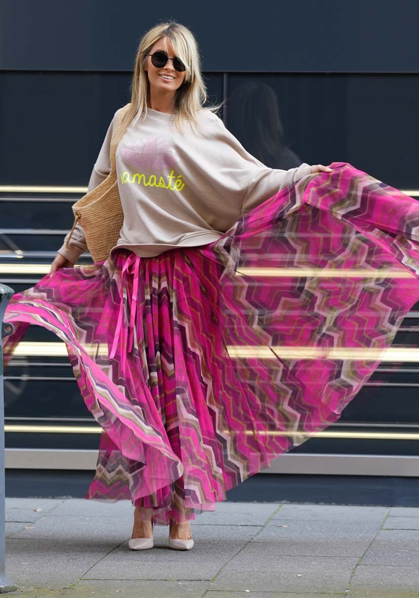 Women’s Spring New Arrival Printed Flared Mesh Skirt